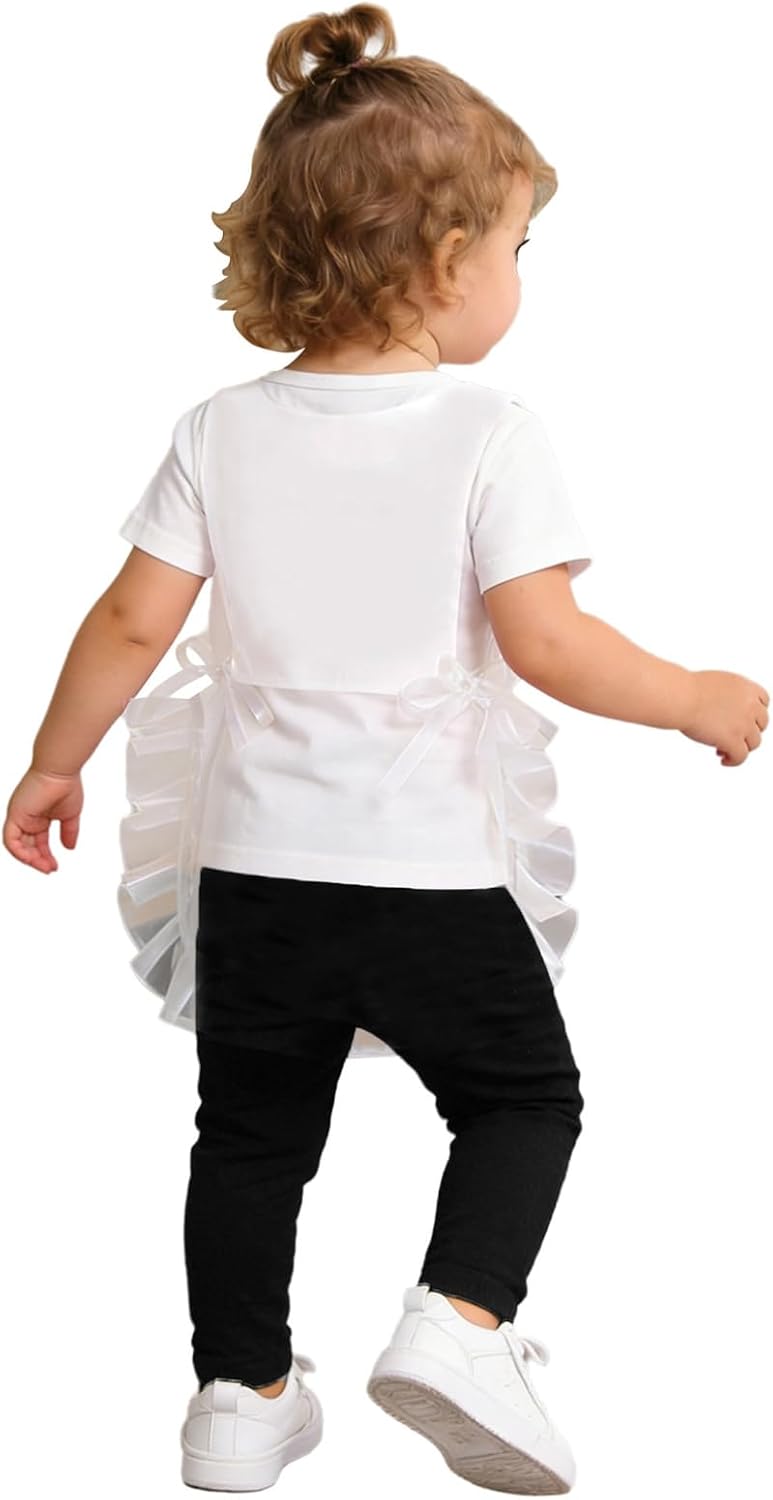 iiniim Cute Ruffle Art Smock Bib for Baby Girl Adjustable with Pockets for Fun