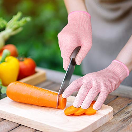 Evridwear Cut Resistant Gloves Food Grade Level 5 Kitchen Safety Protection (Medium, Pink) - Image 3