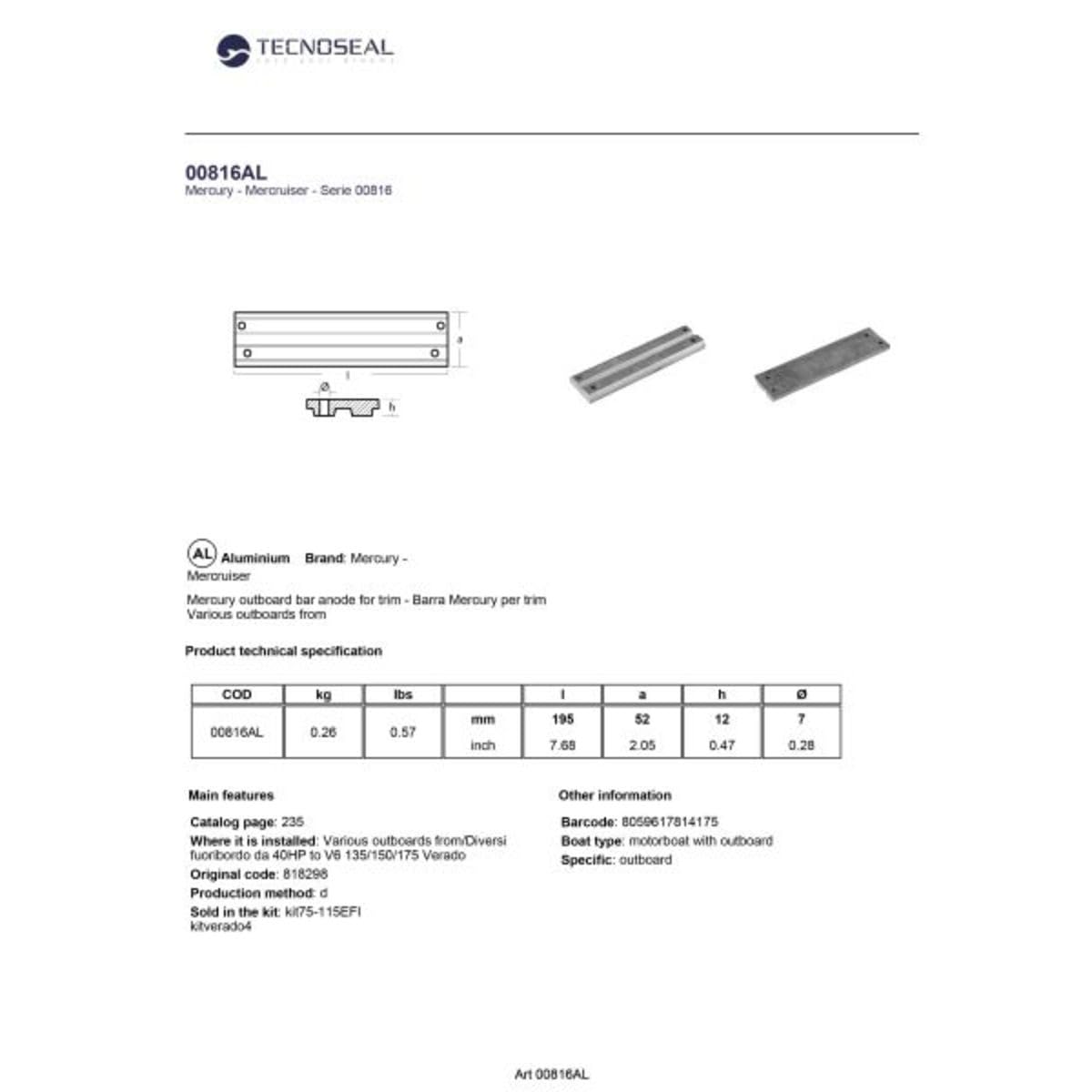 Piastra Mercury Per Motori 40-60HP - In Lega Tecnologica Militare, Resistente E Duratura - Foto 7