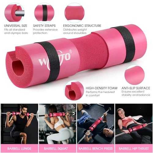 WALITO 8Pcs Barbell Pad Set for Hip Thrust - Squat Pad for Barbell Lunges, Bench Press, with 2 Gym Ankle Straps, 3 Resistance Bands for Working Out, 2 Lifting Strap, Workout Poster, Carry Bag - Image 4