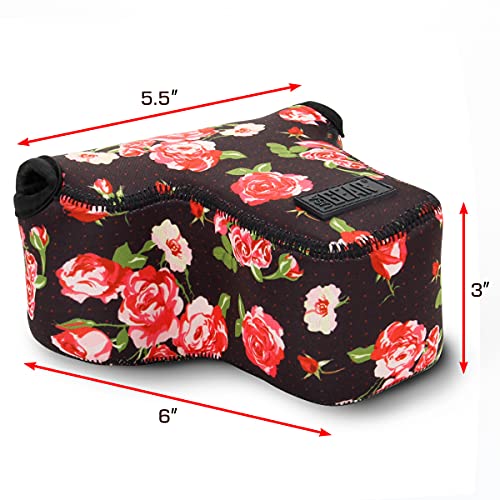 Usa Gear Dslr Camera Sleeve (Floral) With Neoprene Protection, Holster Belt Loop And Accessory Storage - Compatible With Canon Eos Rebel T7, T8, Sl3, R7, Nikon D3400, Pentax K-70 And Many More #TOP1
