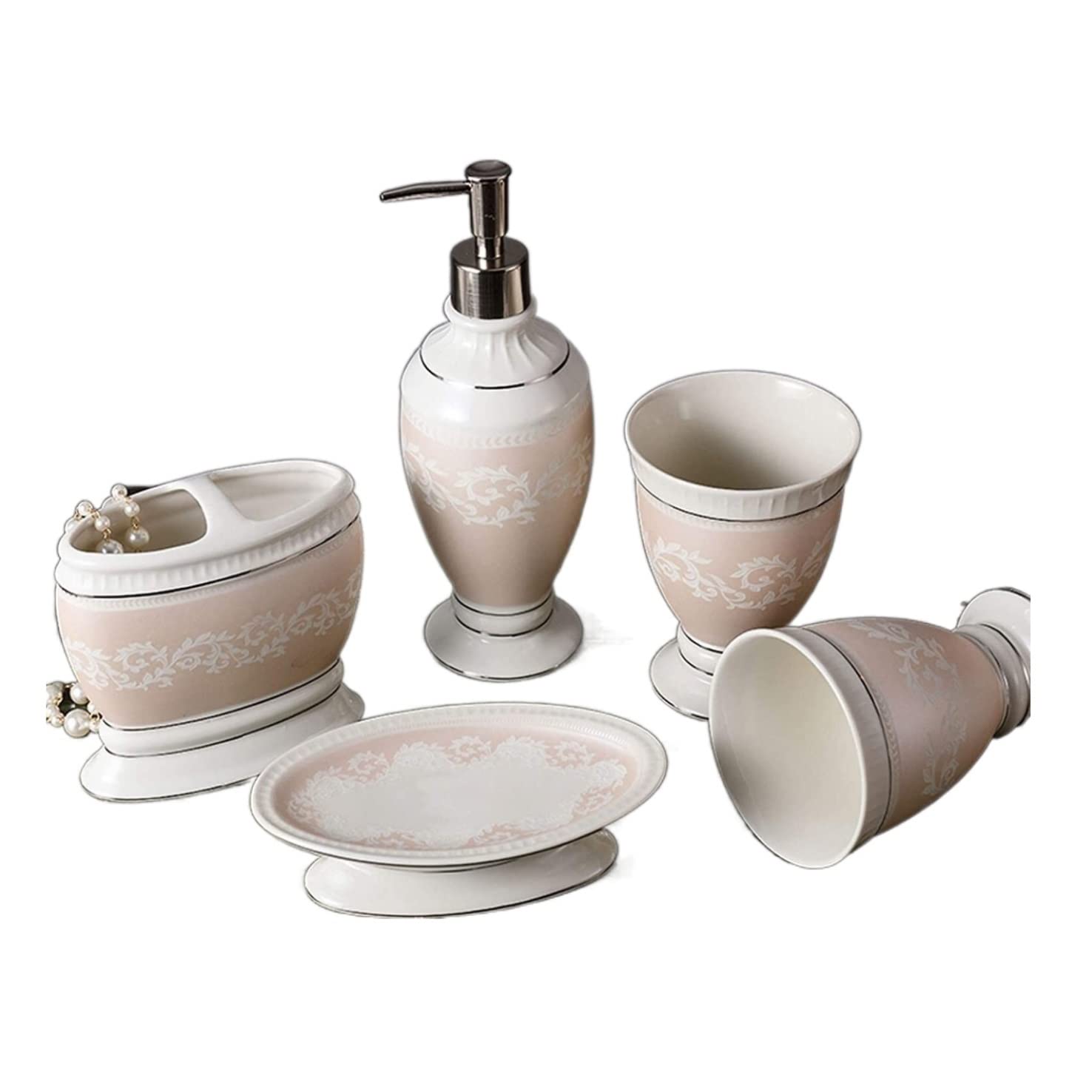 Set de Baño Juego de Accesorios de Baño Juego De Accesorios De Baño De Cerámica Retro Europeo De 5 Piezas, Kit De Baño De Estilo Simple para Regalo De Inauguración De La Casa Juego de Baño Accesorios
