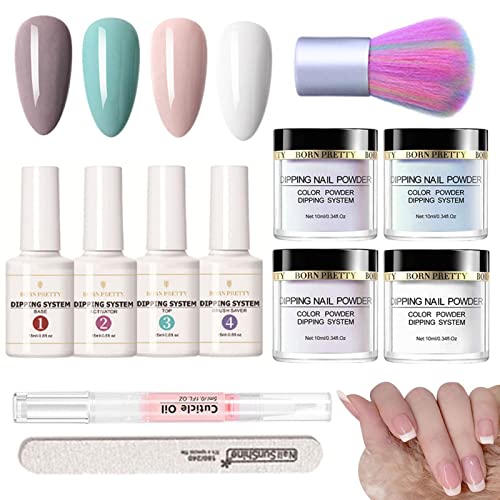 Kit de unhas em pó de imersão - Kit de imersão de unhas para iniciantes com tudo,Pó de imersão natur