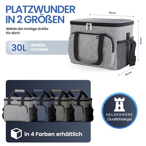 HELDENWERK® Kühltasche groß faltbar – 12h Kühlleistung – Thermotasche auslaufsicher & wasserdicht – Kühlbox, Picknicktasche, Lunchtasche, Isoliertasche mit 6 Fächern & verstärktem Boden 5