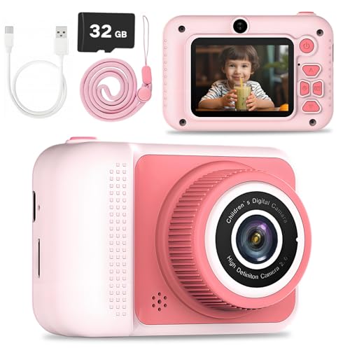 Kids Camera Toys for 3-8 Year Old Girls Boys, 1080P Toddler Camera for Kid with 32GB SD Card, Christmas Birthday Gifts for Children - Pink
