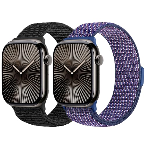 Ya en manzanajugosa.com: YONGBB 2 Pack Correas Deportivas de Nailon Compatible con Apple Watch 38mm 40mm 41mm 42mm 44mm 45mm 46mm 49mm, Correa de Repuesto Ajustable para iWatch Series 11/10/9/8/7/6/5/4/3/2/1/SE 3/Ultra 3