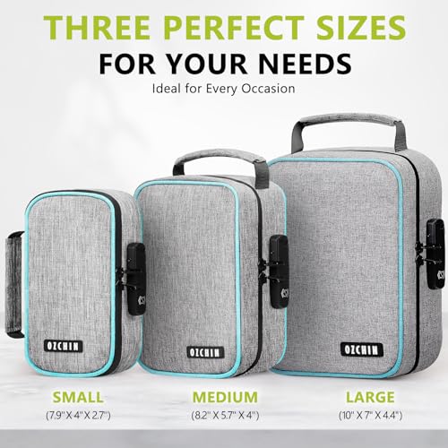 Image of OZCHIN Smell Proof Bag with Combination Lock File Organizer Case Container Medicine Odorless Storage Lock Box Great Gift for Friend (grey, L)