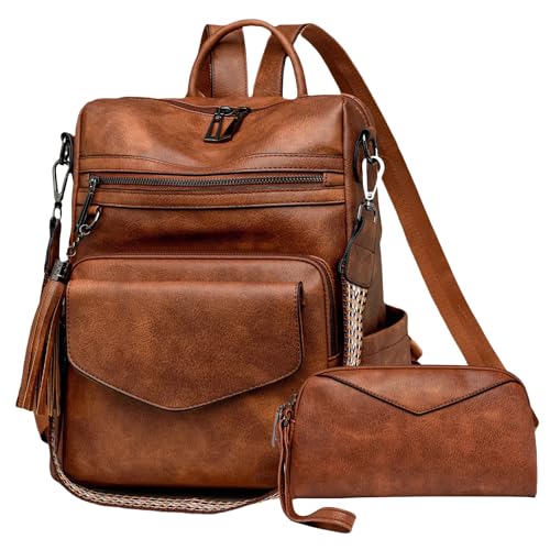 CTTOVIS Backpack Purse for Women Fashion Designer Backpack Ladies Travel Convertible Shoulder Bags (Brown)