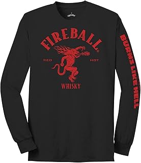 Mens Fireball Cinnamon Whisky Shirt - Fireball Cinnamon Whisky Long Sleeve Tee - Fireball Cinnamon Whisky Long Sleeve T-Shirt