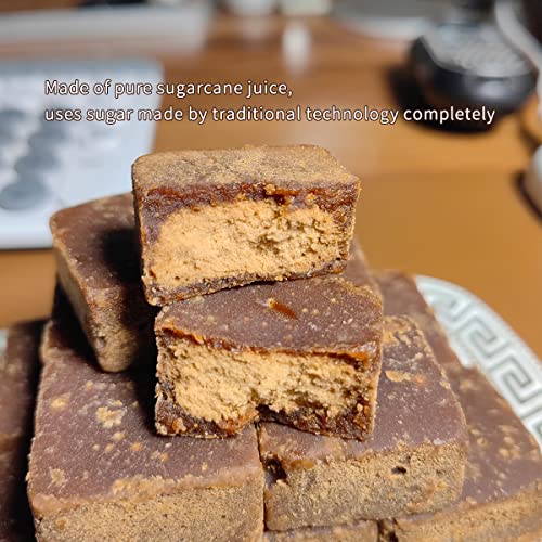 BAILINHOU Chinese Sugarcane brown sugar cubes 8oz/227g, Handmade Yunnan Menstrual straight light dark brown Sugars for Tea and Coffee