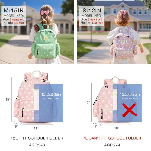 Image of STEAMEDBUN Corduroy Toddler Backpack for Girls 2-4: Kids backpack for Boys Girls - 12 inch Preschool Kindergarten Backpacks - Polka Dot