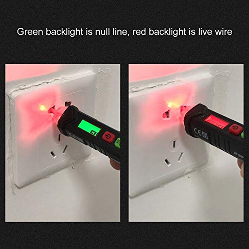 Image of Non Voltage Tester, HT100P Non 3 Phase Rotation Indicator AC Voltage Detector Pen Tester with Flashlight 12-1000V Voltage Detector for Live /Null Wire Breakpoints Test