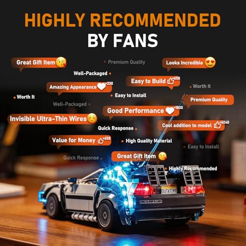 Image of LIGHTAILING Led Light for Lego-77256 Speed Champions Time Machine from Back to the Future - Easy Install, Hidden Wiring, Home Decor & Gift-Ready (Model Not Included)