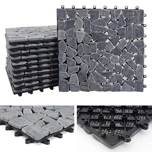 Steinfliese HWC-E18, Bodenfliese Steckfliese Balkon/Terrasse Naturstein,...