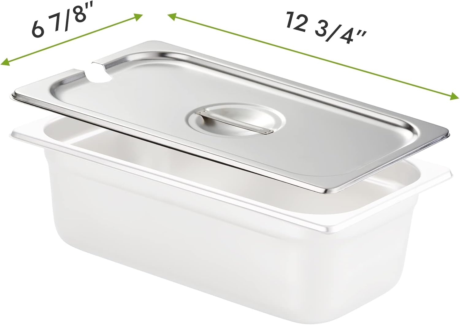 HECMAC 6-Pack 1/3 Size Slotted Hotel Pan Cover, Heavy Duty, Stainless Steel Solid Steam Table Catering Food Pan Lid with Handle - Image 2