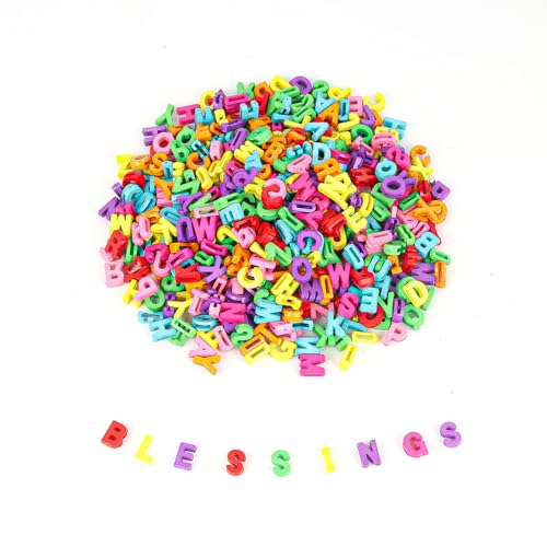 500+ Pieces 9x12mm Big Large Alphabet Letter Beads A-Z Mixed Plastic Shape Loose Beads for Jewelry Making Bracelets Necklaces Key Chains (Colorful)