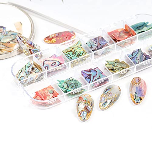 Irregular Abalone Shell Slices 12 Colors Colorful Natural Nail Art Shell Slices Design 3D Nail Art Sequins Uv Gel Flake Mermaid Decorations #TOP1