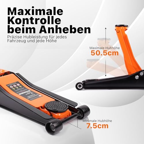 Springer 2,5T Rangierwagenheber HRW 25LS – Quicklift Hydraulik Wagenheber & Autoheber mit Ablage &...