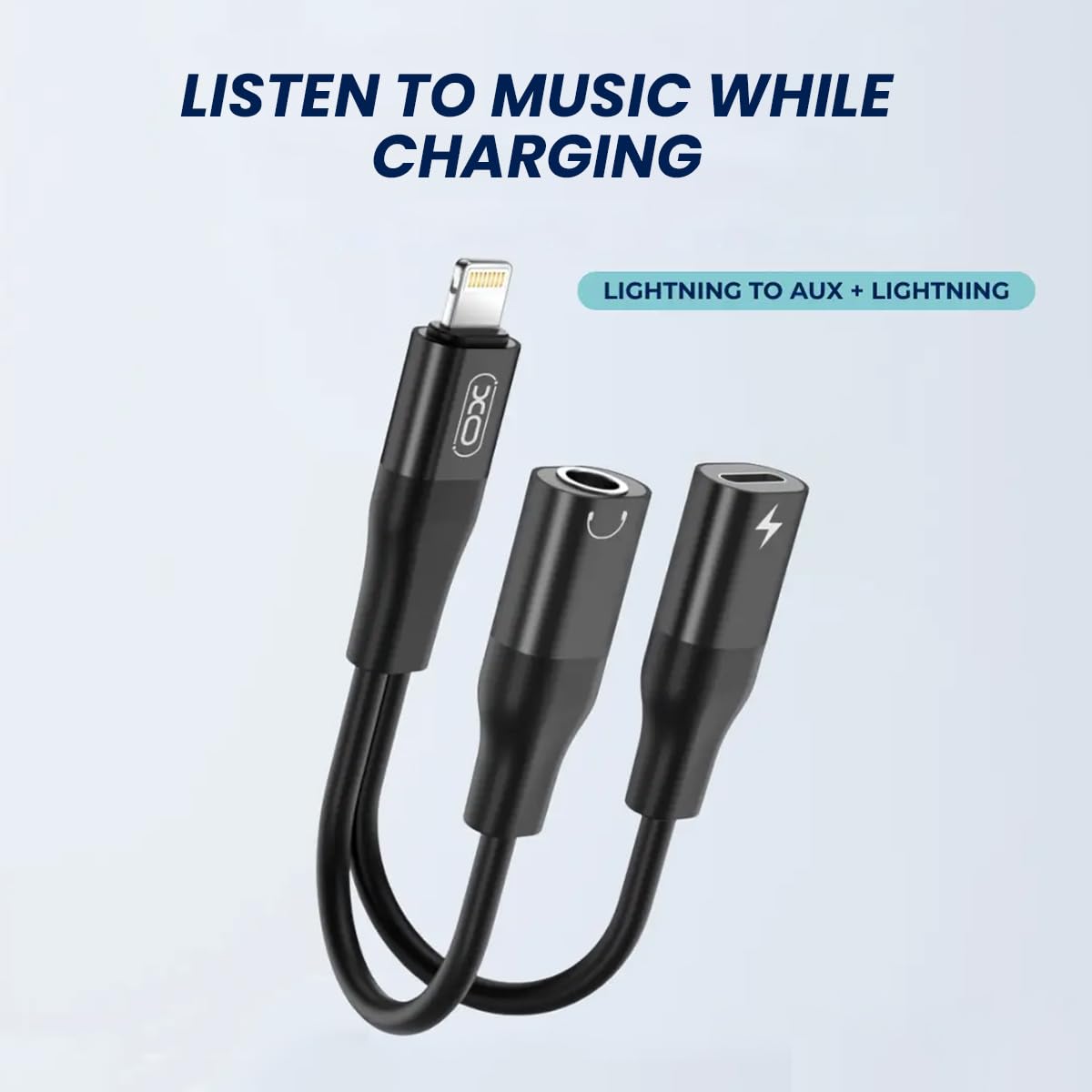 XO NB181B Lightning to 3.5mm Audio Adapter, Dual Lightning + Aux
