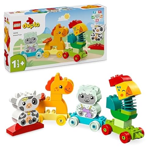 LEGO Mi Primer Duplo Tren de los Animales - Juguete Educativo para Bebés - Figuras de Animales de Granja: Gallo, Caballo, Cordero y Vaca - Regalo de Cumpleaños para Niños y Niñas de 1+ Años 10412 | Ya disponible en tu tienda friki favorita! En mundofriki.es!