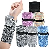 Worldity 6 Pieces Wrist Wallet Running Wallet Wristband Wrist Wallets for Women Men Wrist Pouch Zipper Wrist Wallet for Running Walking Hiking Jogging Travel