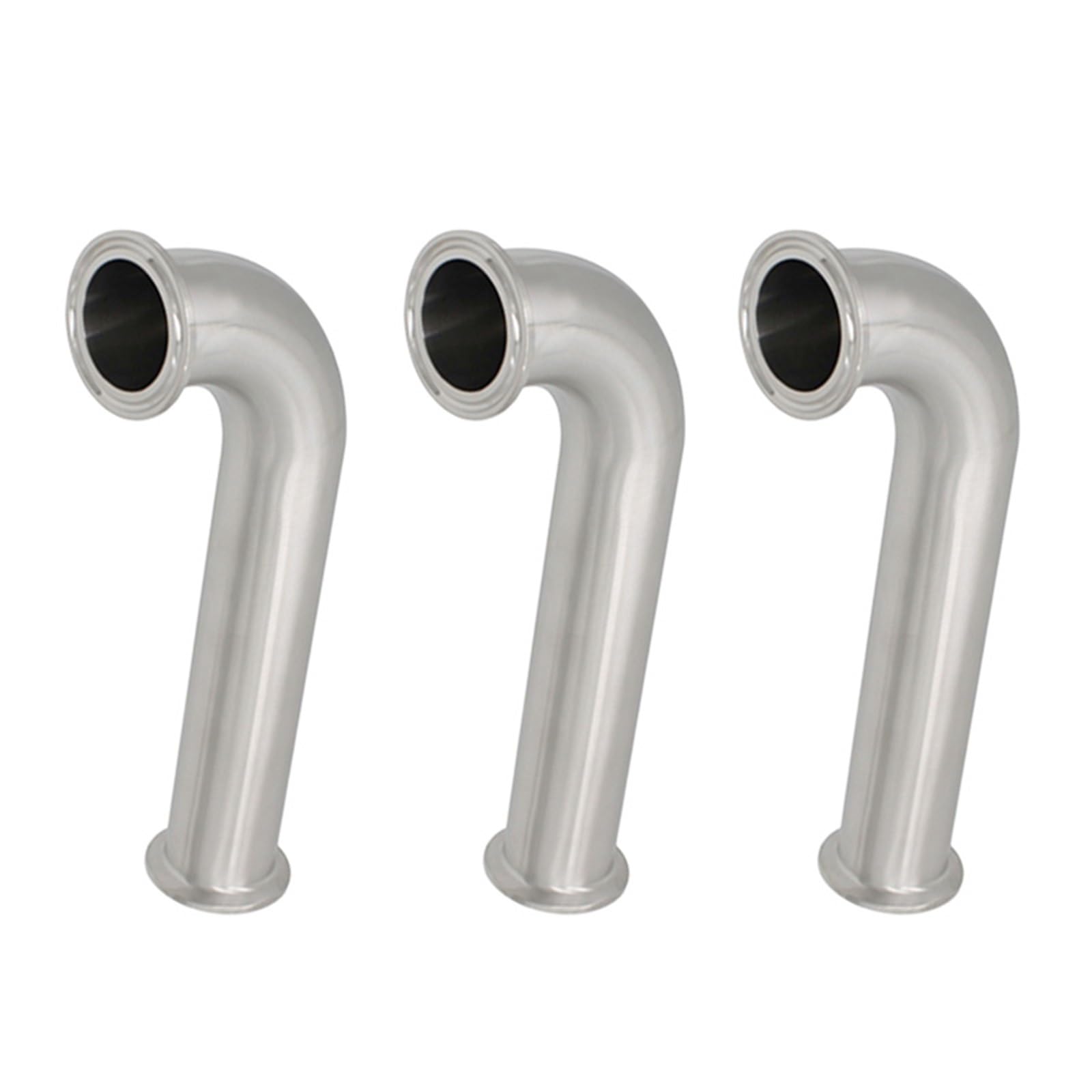 Abrazadera triple de acero inoxidable 304, codo de 90 ° de radio largo, accesorio de tubería de 38mm y 51mm OD25 OD32 OD38 OD51(OD51xFerrule64mm L457mm)