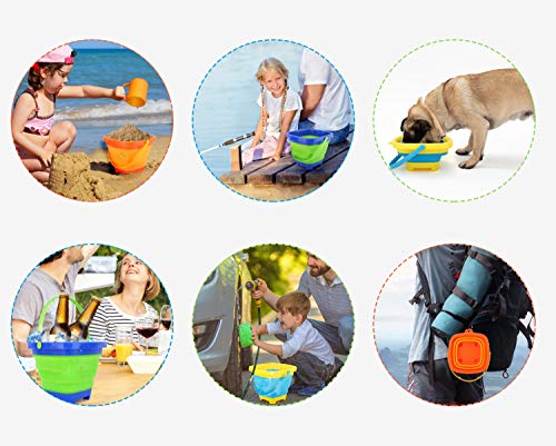 Zooawa Beach Bucket Sand Toy for Kids, Foldable Sand Bucket Expandable Sand Pail Square for Beach Multi-Purpose, [3 Pack] Collapsible Silicone Bucket, 2 Liter/0.5 Gallon - Colorful - Thumbnail 3