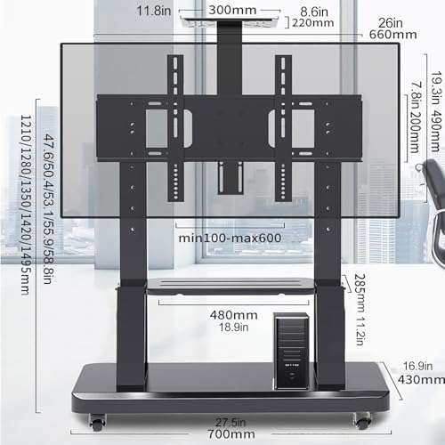 Soporte rodante para TV con ruedas para pantallas de 32-75 pulgadas miniatura 2