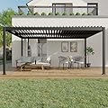 Pergola With Independent Adjustable Rainproof Roof, Louvered Pergola 12x16 for Deck Garden Backyard, Outdoor Aluminum Pergolas With Adjustable Top