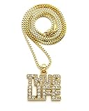 Fashion 21 Iced Out THUG LIFE Pendant 24' Various Chain Necklace in Gold Tone (Gold / 2mm 24' Box Chain)