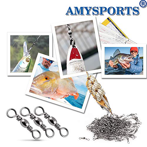 Image of AMYSPORTS High Strength Fishing Swivels Barrel Solid Ring Barrel Fishing Swivel Rolling Fishing Tackle Line Connector Saltwater Freshwater Stainless Steel Accessories