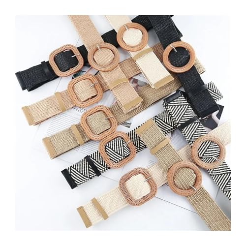 Fashion Bohemian Waist Belt Wide Braided Waistbelt Women Straw Belt Buckle Elastic Female Straw Waist Belt2