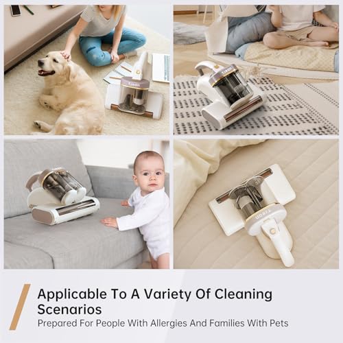 Tjean UV Mattress Vacuum Cleaner,Futon Vacuum Dust Mite Vacuum – Dual Dust Bin, UV-C&Ultrasonic Mite Removal, HEPA Filter, Heated Air – Anti-Allergy Bed Cleaner for Mattresses, Sofas, Carpets - Image 8
