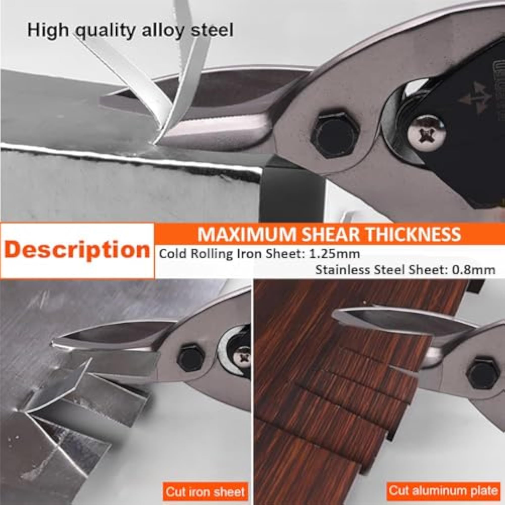 Straight Head Tin Snips Plier with Yellow/Black Handle