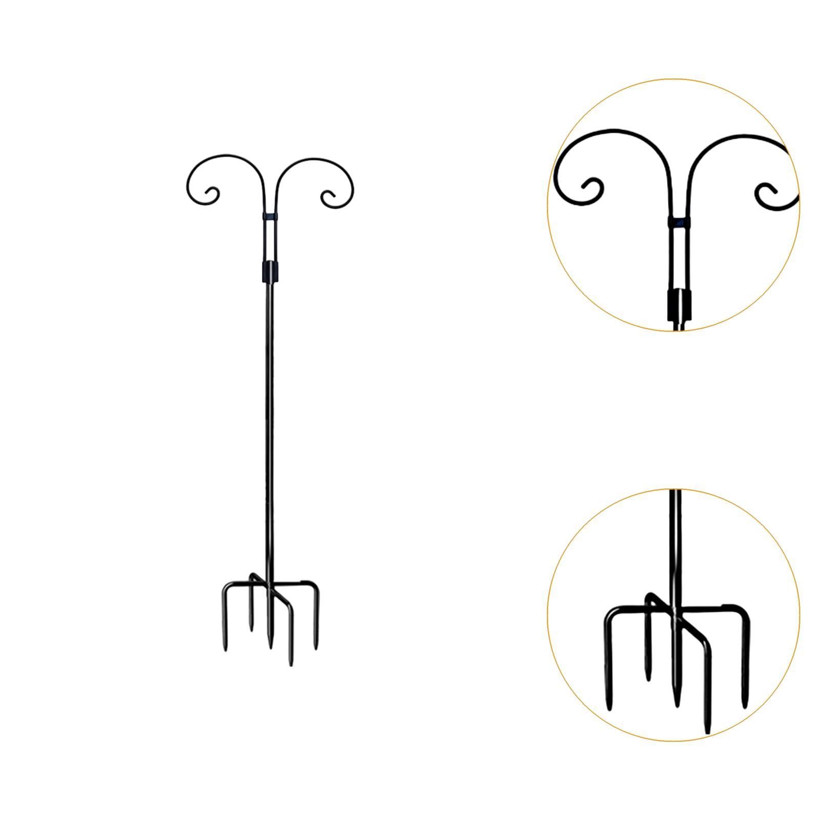 LOVIVER Doppio Gancio da Pastore, Supporto da Giardino sospeso, palo per mangiatoia per Uccelli in Ferro, Gancio da Giardino per Decorazioni Nuziali, Altezza 2.4 M