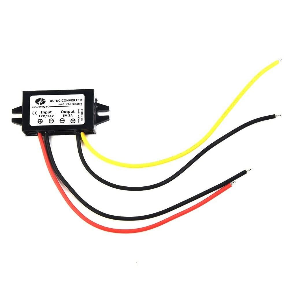 DC/DC 12V to 5V 3A 15W Step Down Converter Low Heat Auto Protection Waterproof