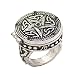 Q&Q Fashion Vintage Silver Tribal Celtic Trinity Knot Star Carved Locket Band Finger Ring