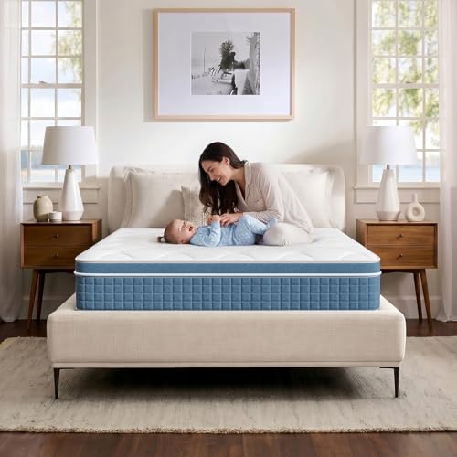 Image of Vesgantti 10 Inch Twin XL Mattress, Cooling Hybrid Mattress in a Box, Pocket Spring & Memory Foam, Medium Firm for Back Pain Relief, Fiberglass-Free, CertiPUR-US Certified, 120-Night Trial