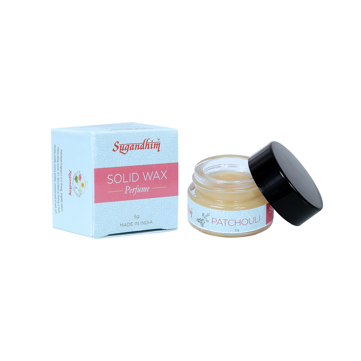 Perfume Patchouli Solid Wax Fragrance, Travel Pocket Friendly Strong Fragrance, Floral Wax Cream Perfume with Bees Blend & Natural Essence, Lasts upto 7 hours - 5 GMS