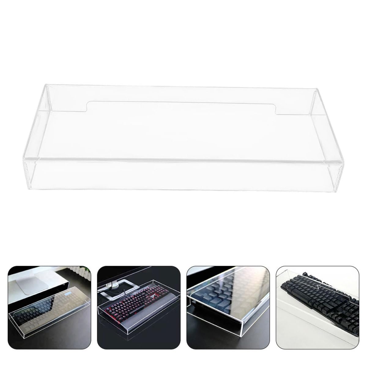 SHERCHPRY Funda para Teclado Acrílica Transparente para Teclado Mecánico Tamaño 470x235x55 Mm Cubierta Antipolvo Resistente de Escritorio