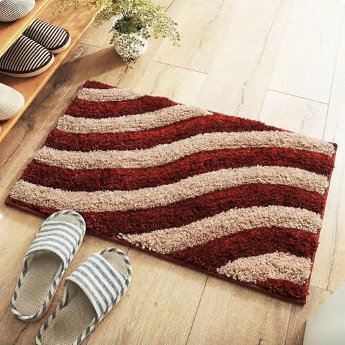 Image of Super Soft Microfiber 2800 GSM Bathroom Mat - Anti Skid, Quick Dry, Water Absorbent, Machine Washable - Floor Mat for Bedroom, Living Room, Doormat for Home (38 x 58 cm), Brown