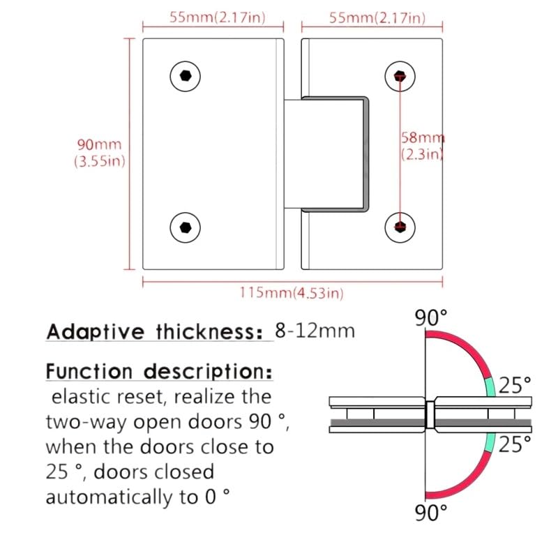 Vitrina de vidrio resistente de 180 grados for gabinete, clip for gabinete, bisagra for puerta de ducha de vidrio, piezas de repuesto de acero inoxidable pulido Bisagra plegable