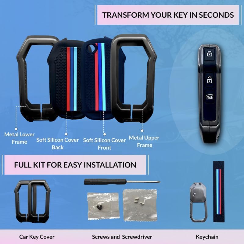 Image of NEODRIFT 'KeyShield' Car Key Cover for Kia Seltos (Shape 2, 03 Buttons) (Durable, Stylish 360 Protection)