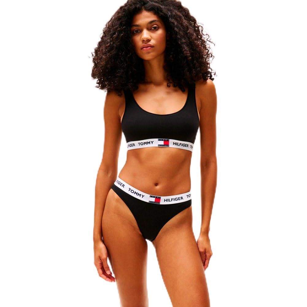 Tommy Hilfiger Women’s Unlined Bralette with Logo Underband, Black (Black), L