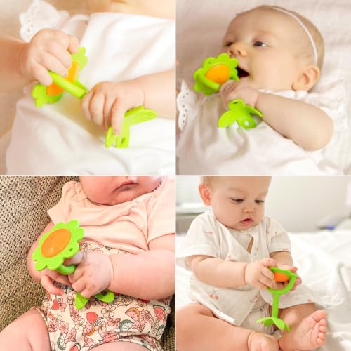 Image of Innobaby Original Teethin' Smart EZ Grip Flower Teether Rattle and Sensory Toy for Babies and Toddlers. BPA Free Teether