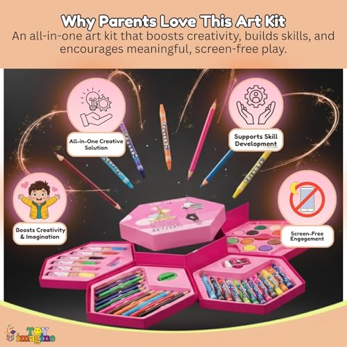Image of Toy Imagine 46 Pcs Colour Set for Kids | Complete Drawing & Colouring Kit with Crayons, Colour Pencils, Sketch Pens & Water Colours | Art & Craft Set for Boys & Girls 3-12 Years