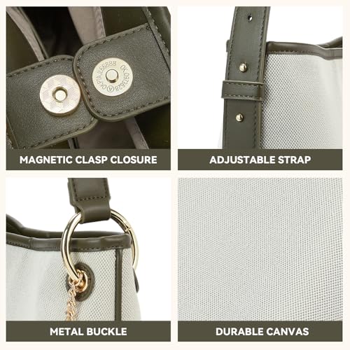 BOSTANTEN Bucket Bag Purses for Women Trendy Shoulder Bag Canvas Handbag with Adjustable Strap4