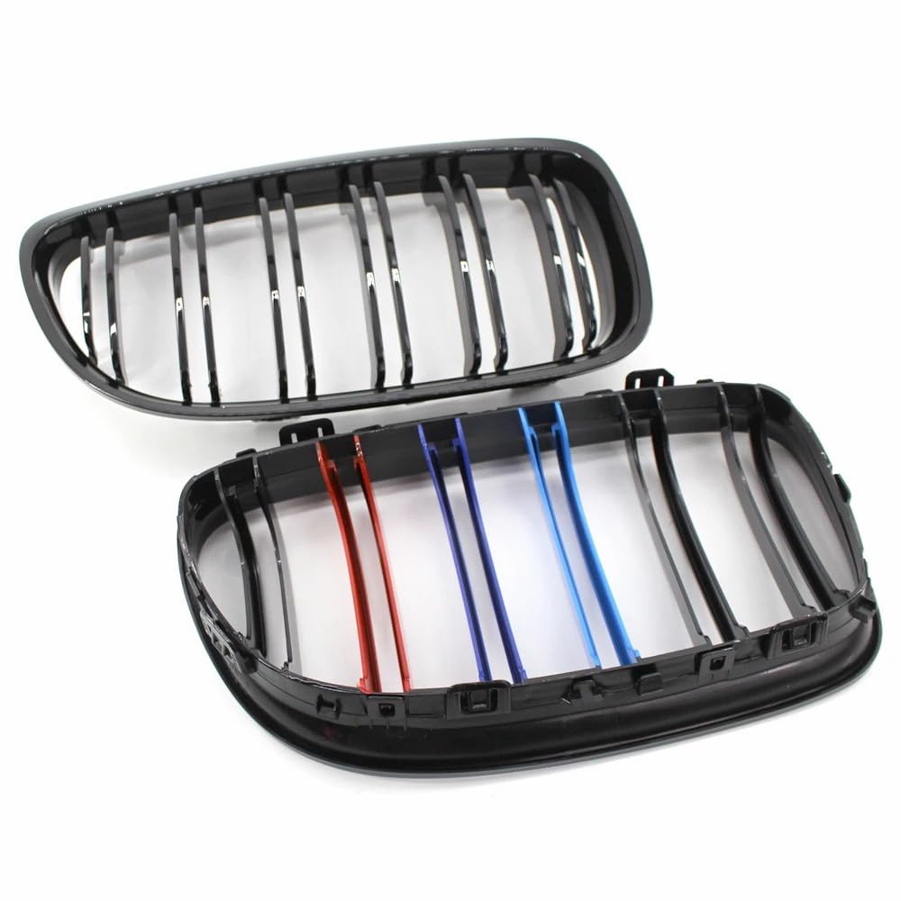 Riñones Negro Rejilla Radiador Rayas 3er E90 Accesorios Sport Parrilla delantera Brillo Negro Deporte Parrilla Radiadora para Serie 3 E90 E91 LCI 323i 325i 328i 330i 335i (E90 2009-2012 LCI,