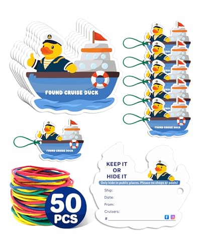 La Mejor Lista de Etiqueta de goma para comprar online. 42 Artreeiger - 50 etiquetas de pato para crucero, crucero pato, carnaval con agujero y bandas de goma, etiqueta de crucero para patos