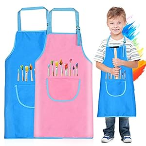 Schort voor kinderen, 2 stuks kinderschortenset met tassen, kookschort kinderen jongens meisjes, verstelbaar kookschort…